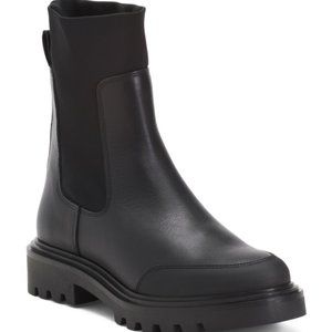 Bootlegger Black Leather Leather Elastic Chelsea Booties